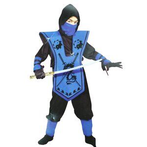 Complete Ninja Costume Boys M (8) Includes Hooded Shirt Pants Mask Ties